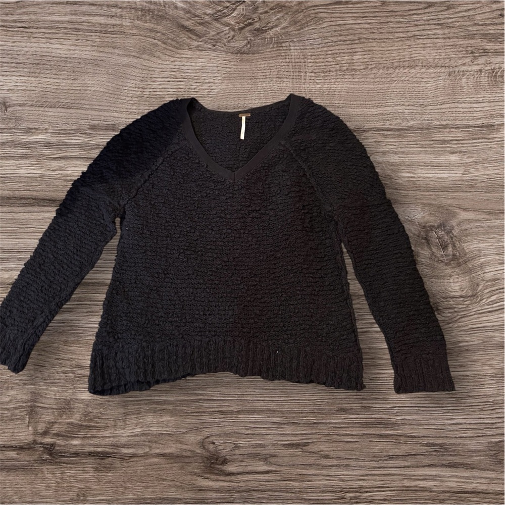 Free People Black Knit Pullover Size XS